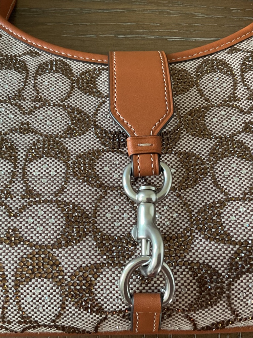 Coach Crystal Signature Jacquard Hamptons Hobo - Picture 7 of 16
